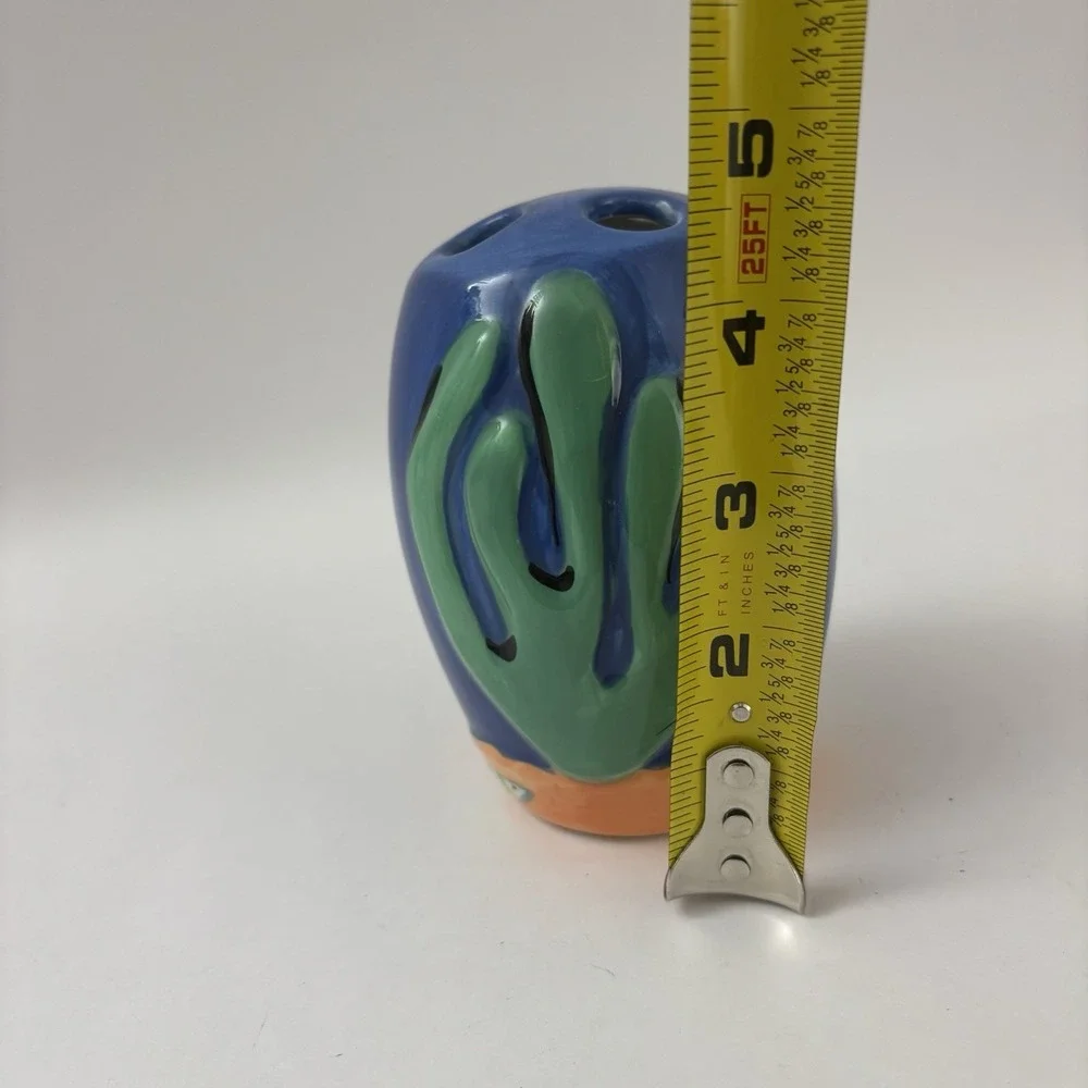 VTG Aquatic Ceramic Toothbrush Holder Bathroom Seaweed StarFish Sea Life 90s
